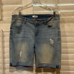 Faded Blue Distressed Jean Shorts